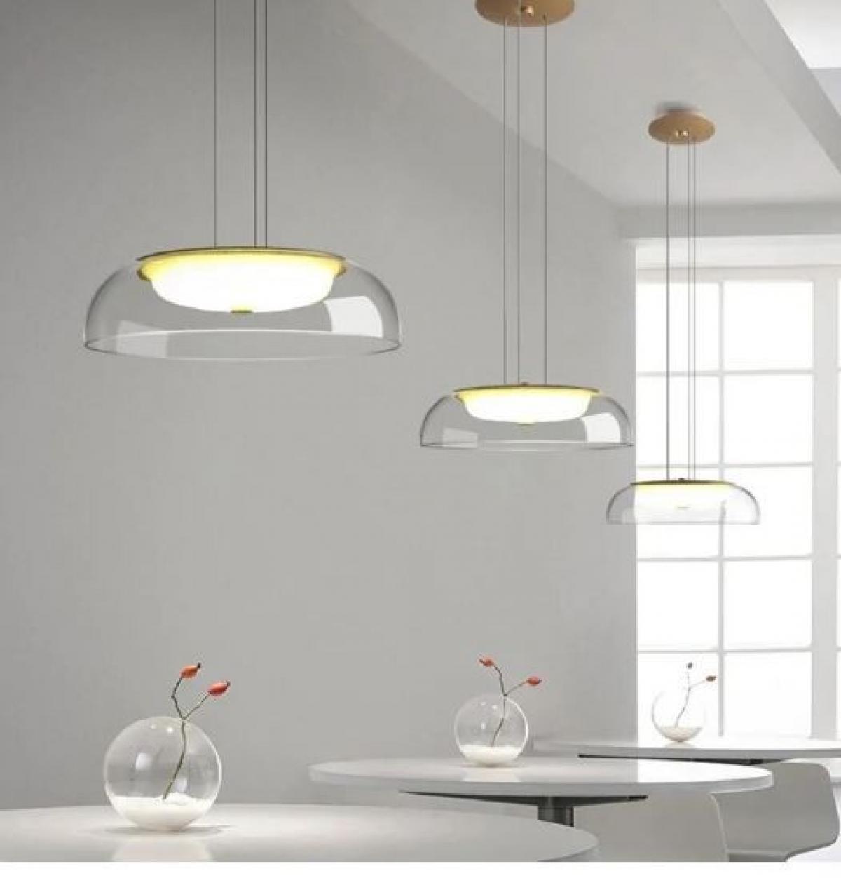 Lámpara WITTEN H80, colgante, metal, cristal, led