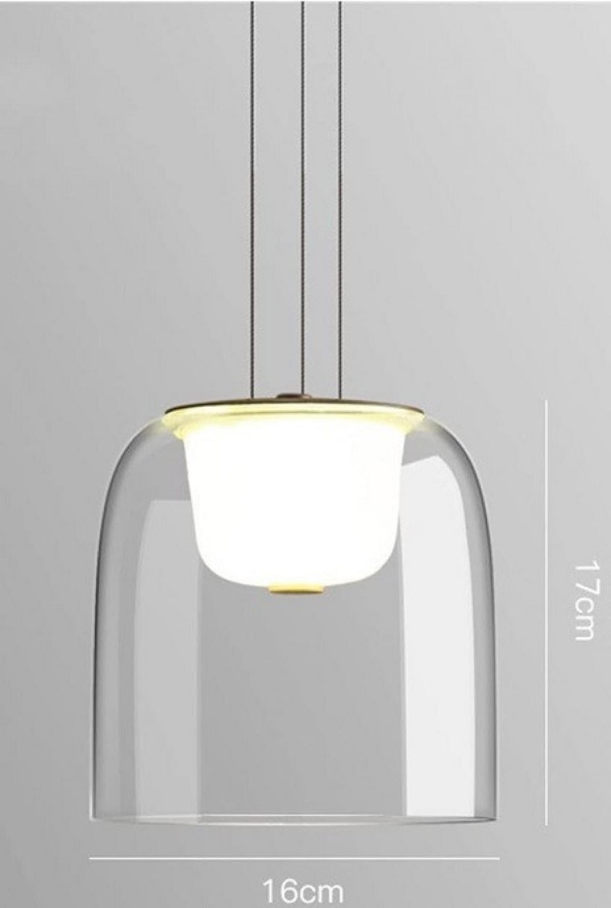 Lámpara WITTEN H170, colgante, metal, cristal, led