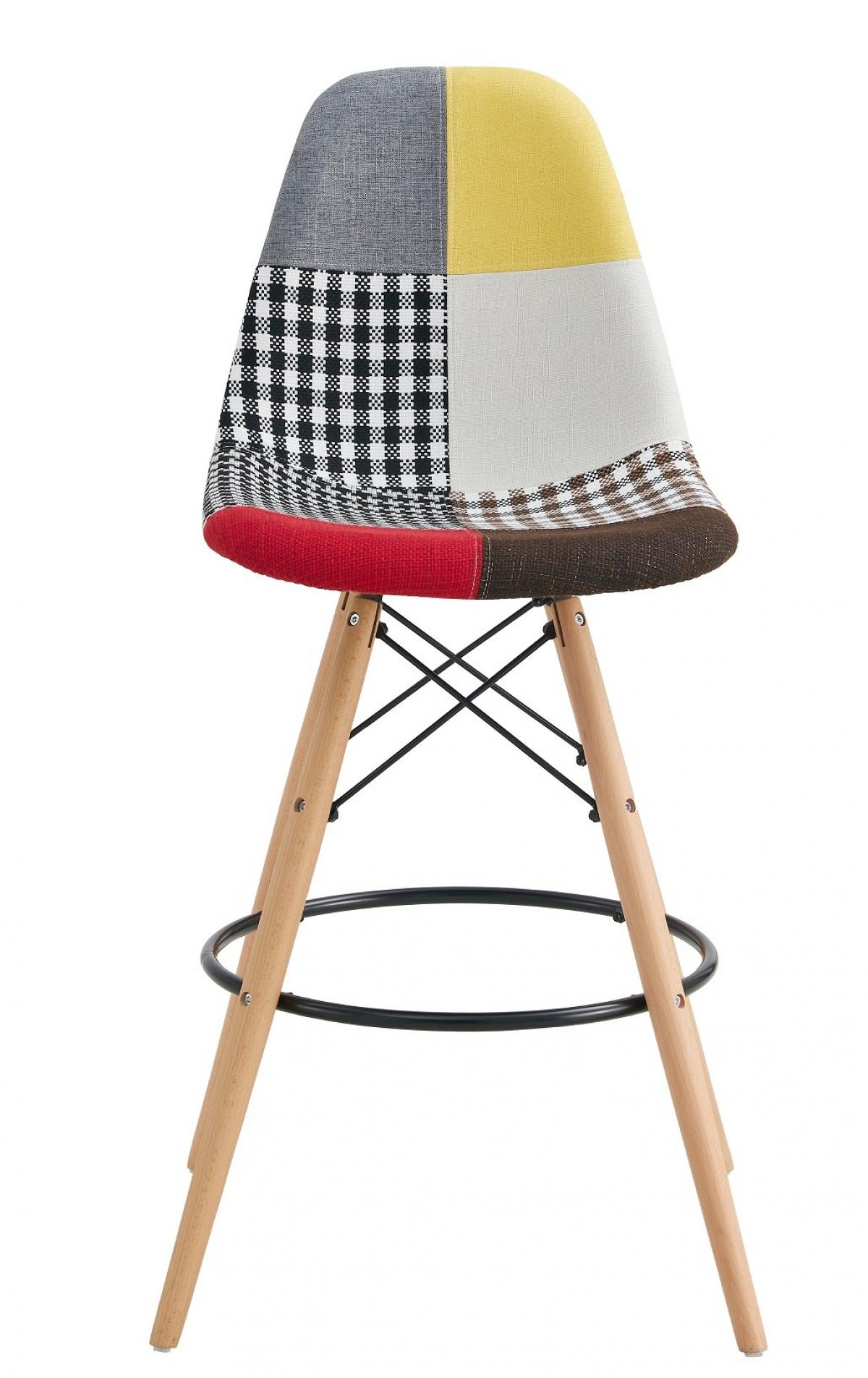 Taburete STAR PAT24, madera, tapizado patchwork 24
