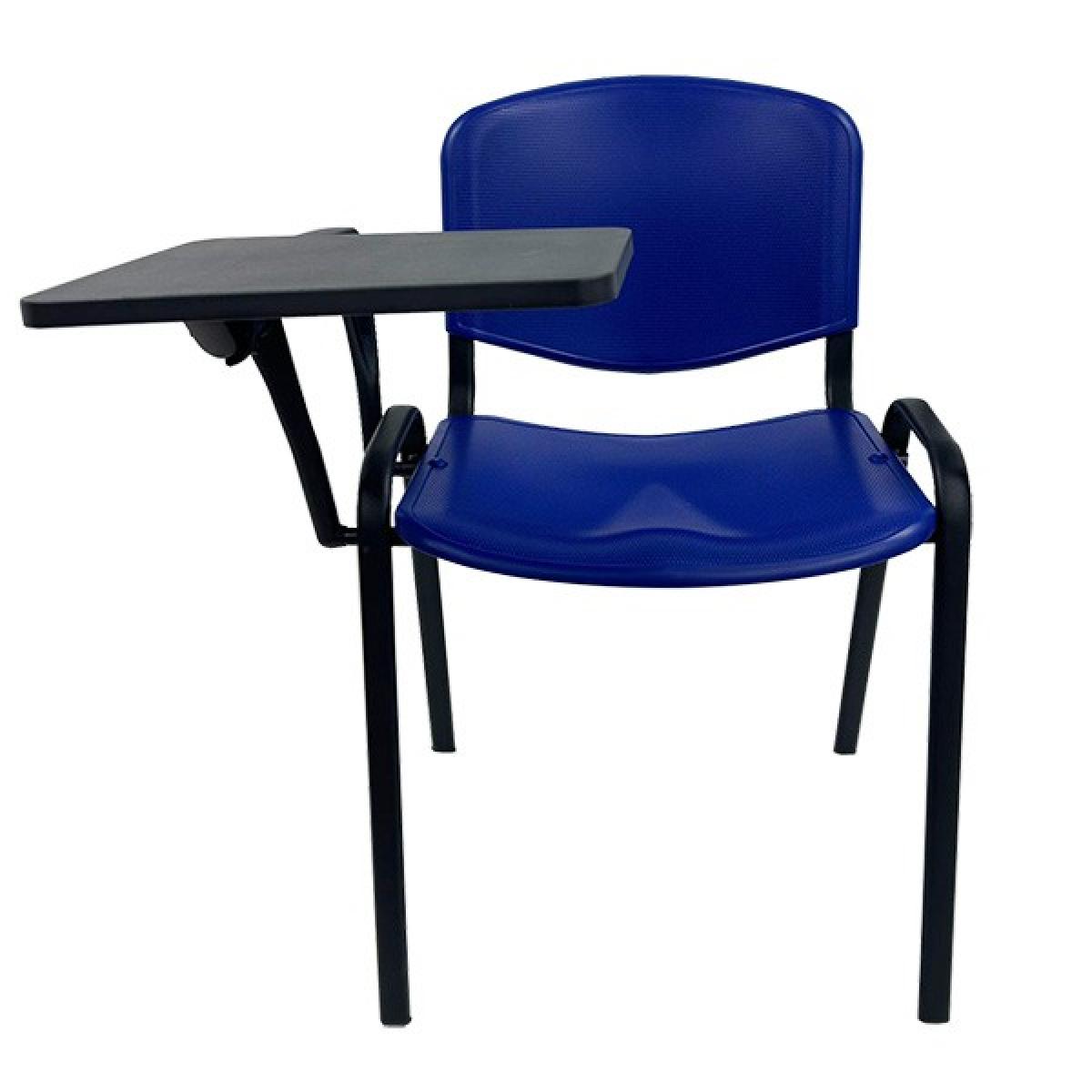 Silla NIZA con pala de escritura, asiento y respaldo en plástico azul