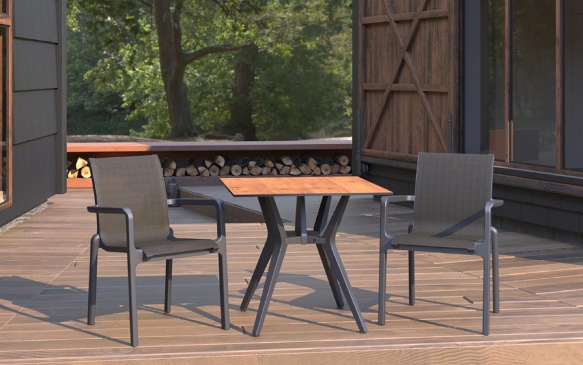 Sillón NEPTUNO, apilable, polipropileno y batyline antracita
