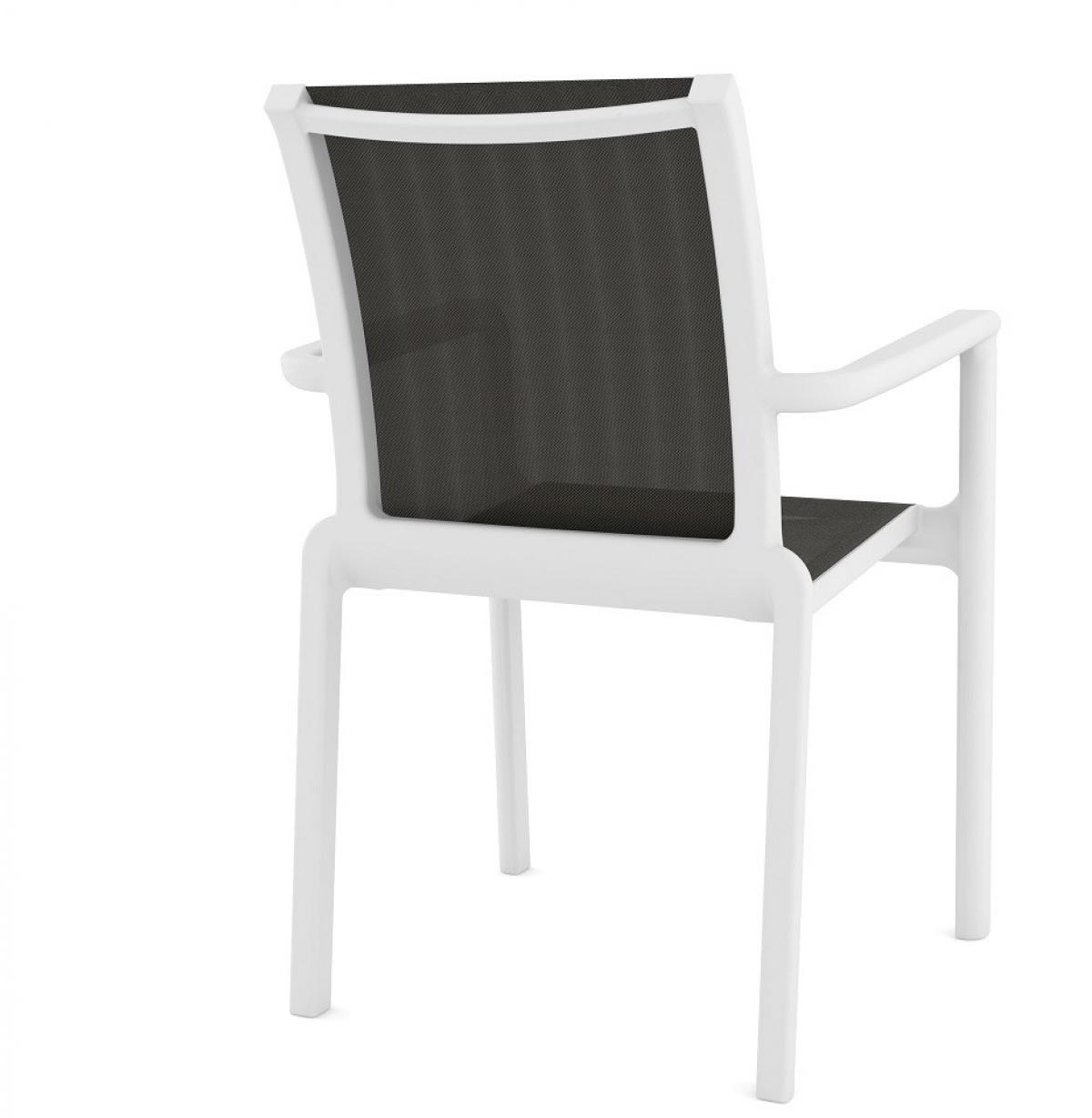 Sillón NEPTUNO, apilable, polipropileno blanco, batyline antracita