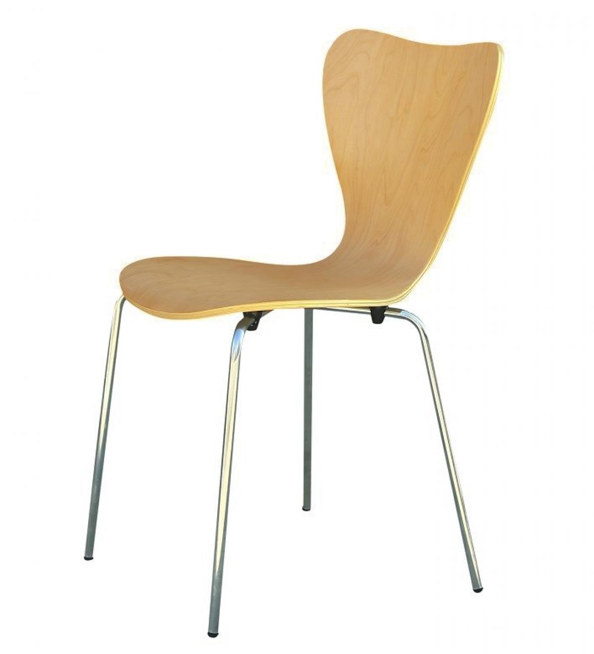 Silla JACOBO, apilable, cromada, acabado natural