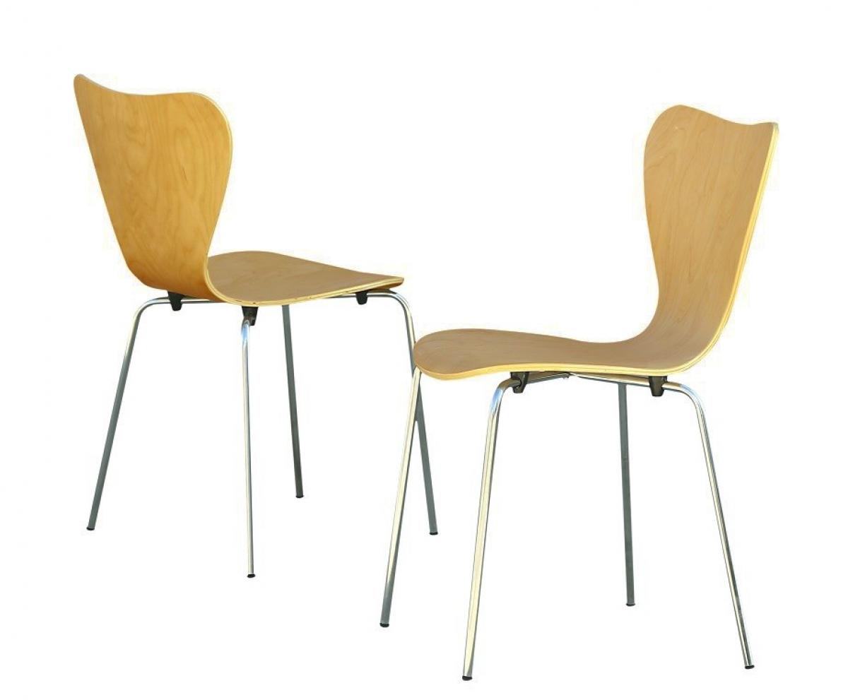 Silla JACOBO, apilable, cromada, acabado natural