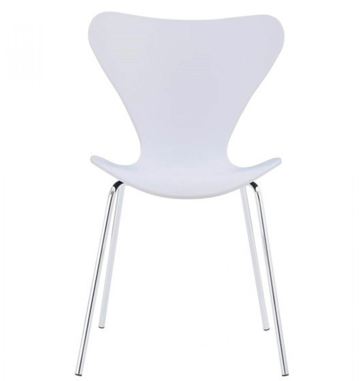 Silla JACOBO, apilable, cromada, acabado lacado blanco