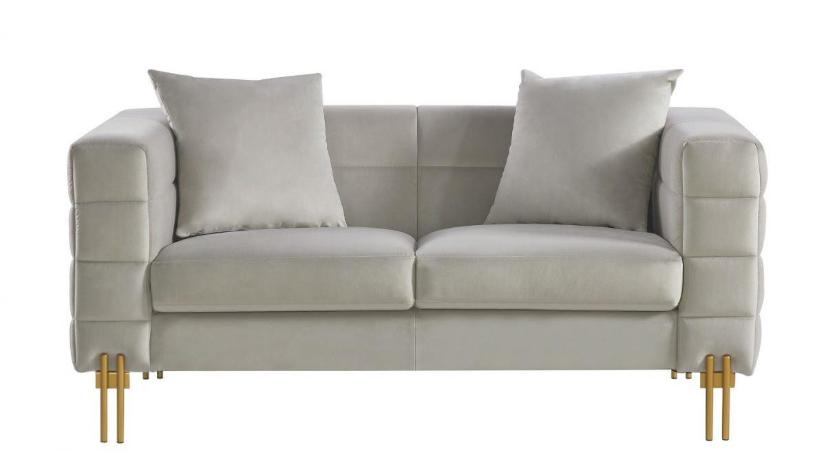 Sofá LARIOS, 2 plazas, tejido velvet gris claro 25