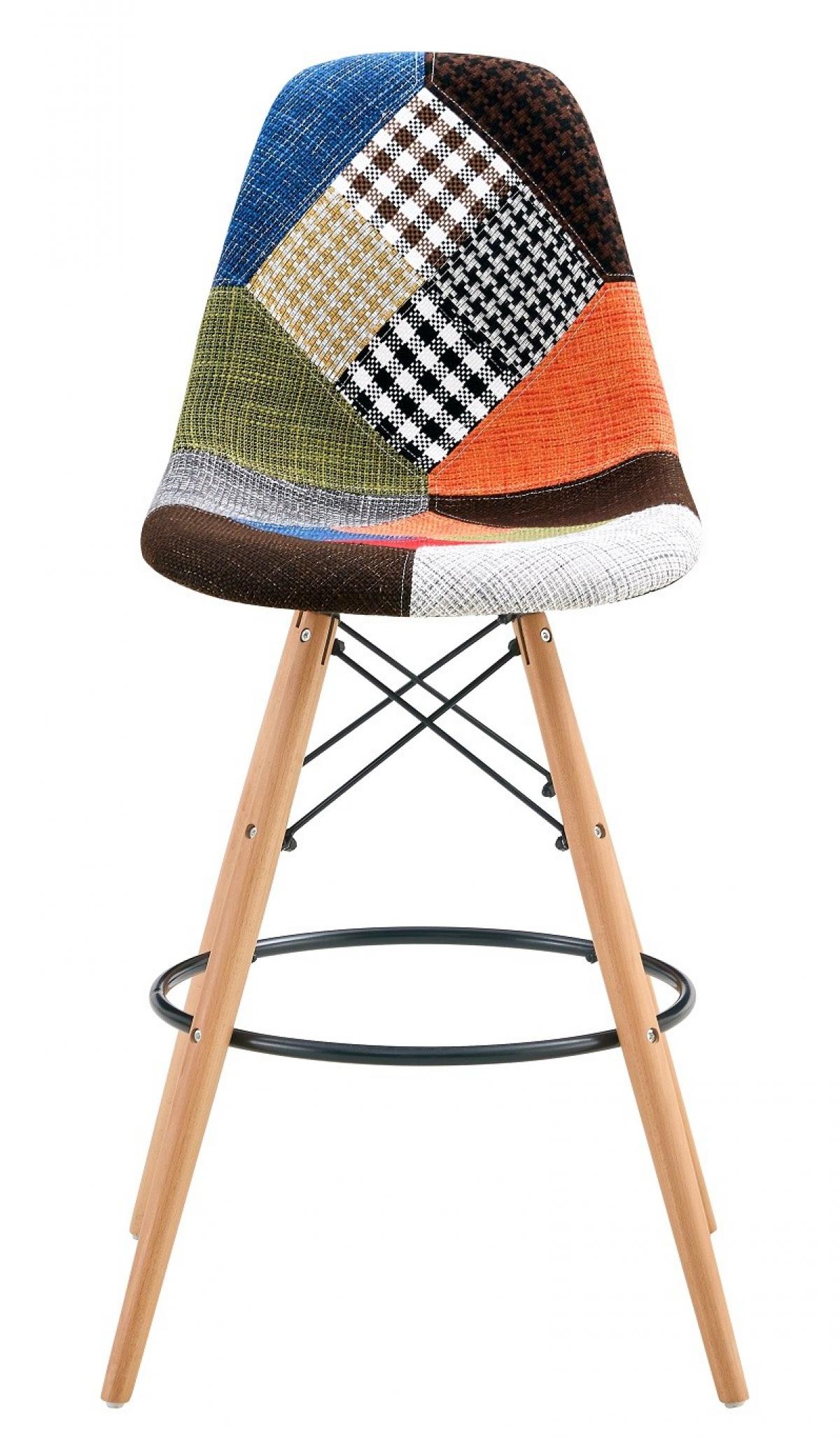 Taburete STAR PAT22, madera, tapizado patchwork 22