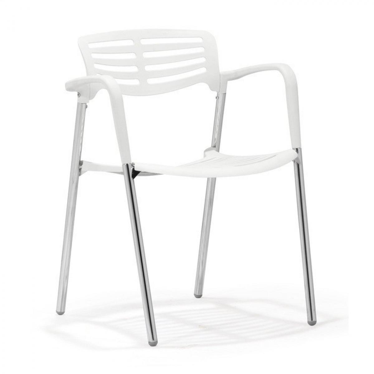 Sillón ALBENIZ, cromado, polipropileno blanco