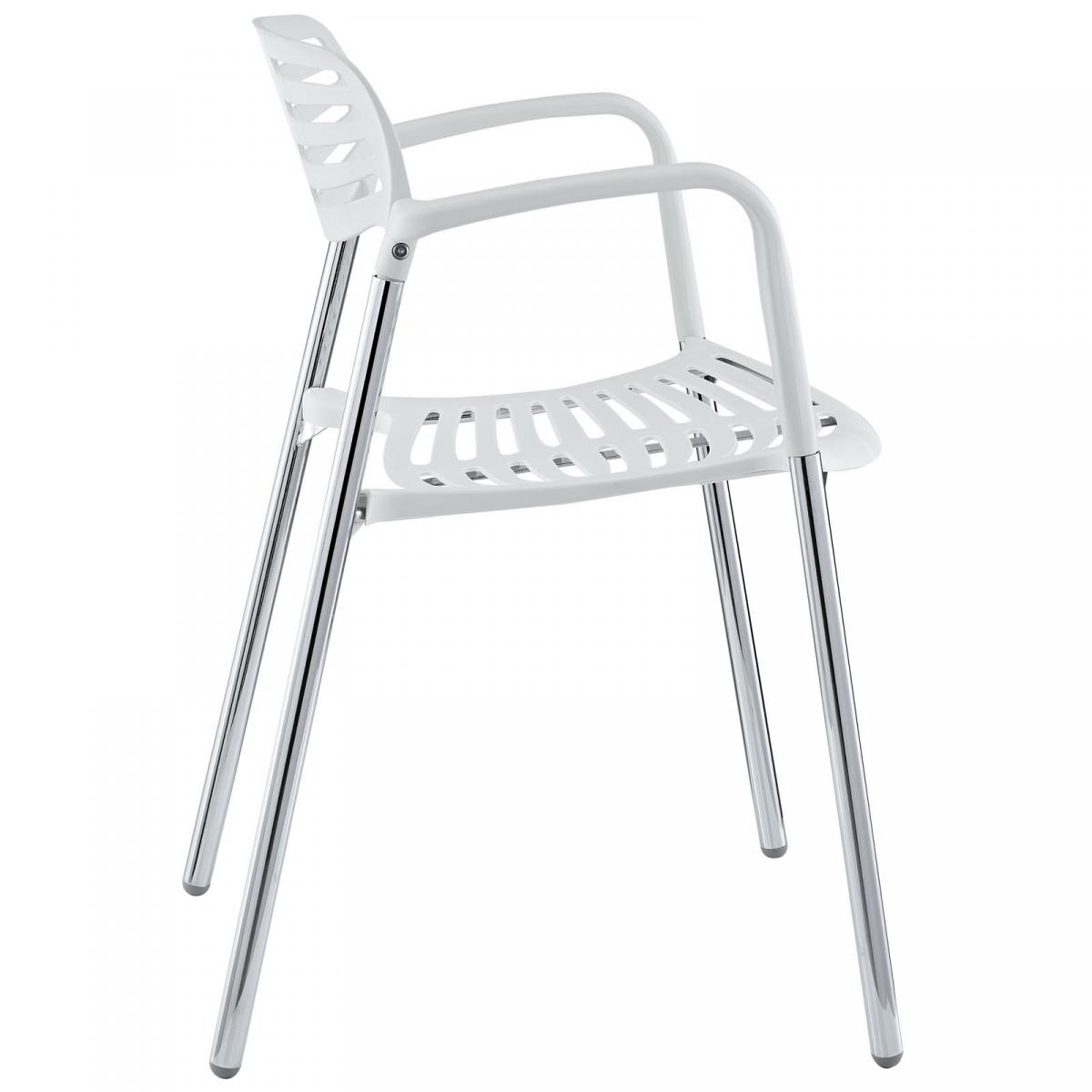 Sillón ALBENIZ, cromado, polipropileno blanco