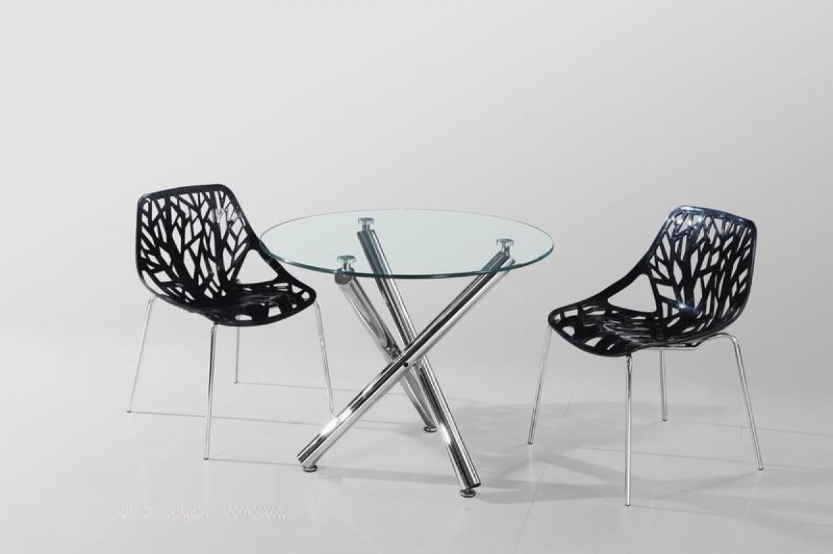 Mesa DESIREE NEW, cromada, cristal, 90 cms diámetro