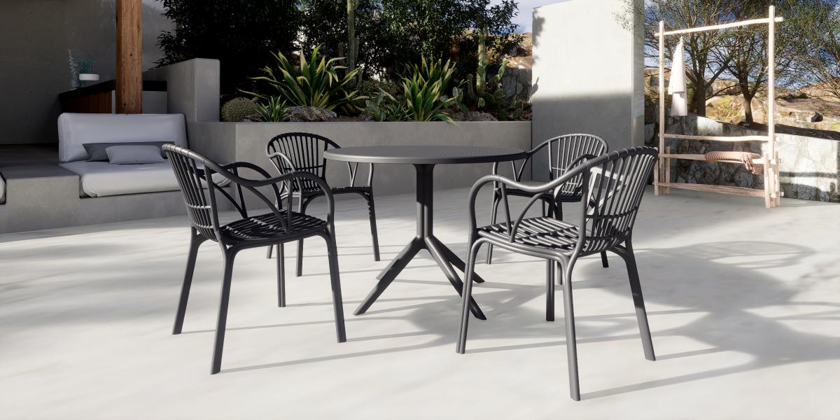 Sillón AMALFI, apilable, polipropileno antracita