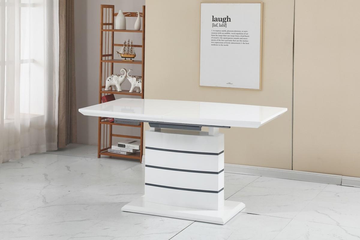 Mesa CHAMBERY, extensible, lacada blanca, 140 ~ 180 x 80 cms