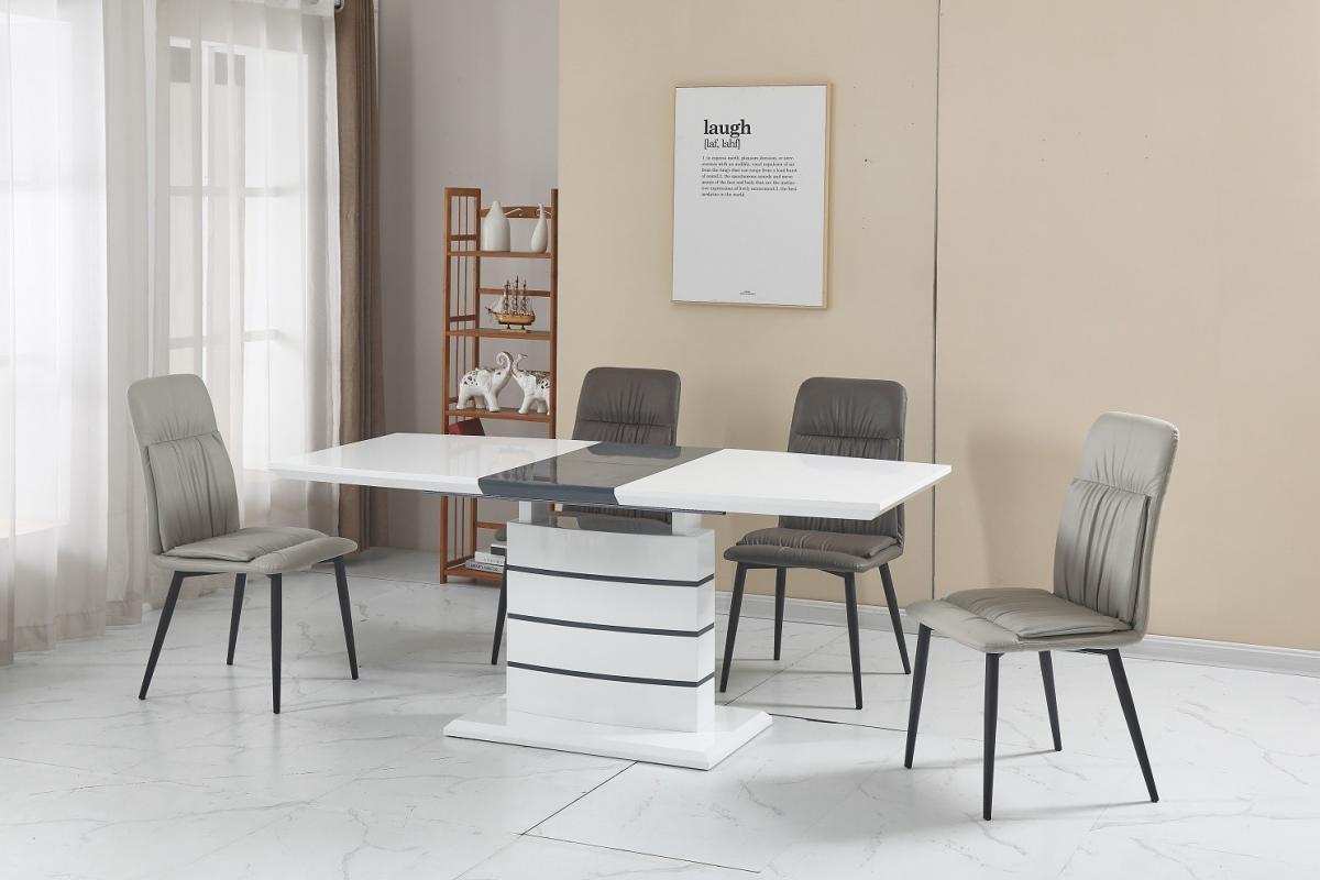 Mesa CHAMBERY, extensible, lacada blanca, 140 ~ 180 x 80 cms