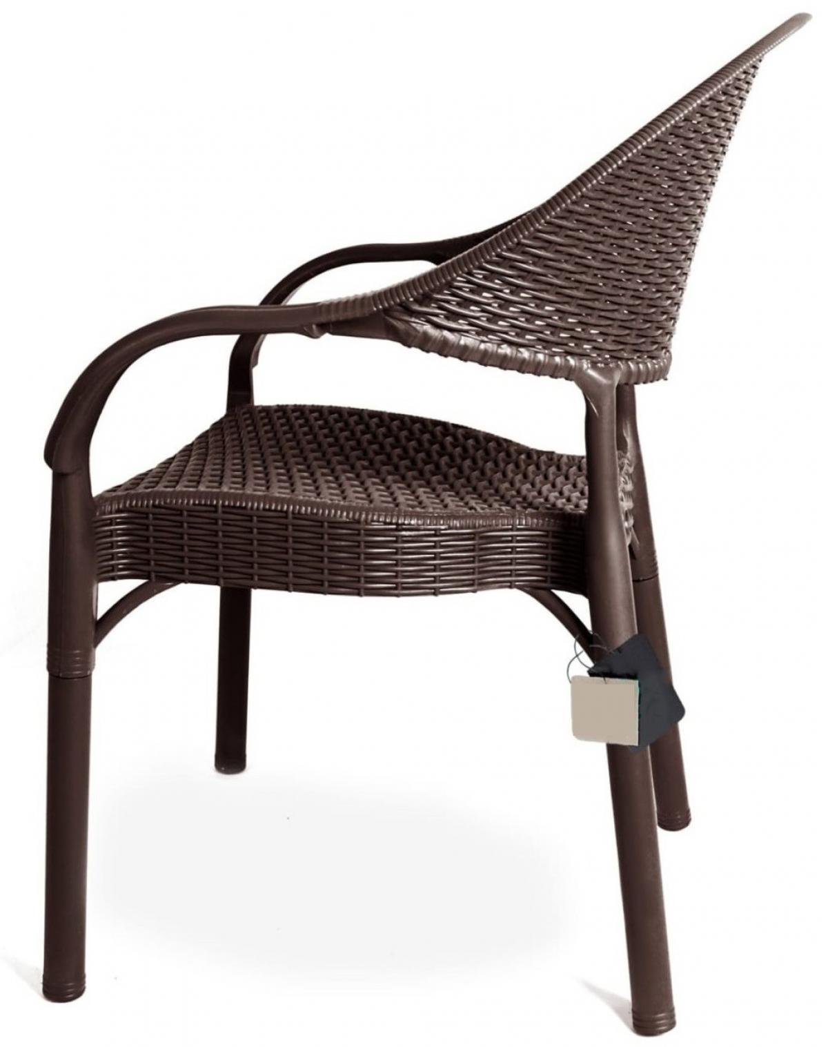 Sillón TORREMOLINOS, apilable, patas metálicas, polipropileno marrón chocolate