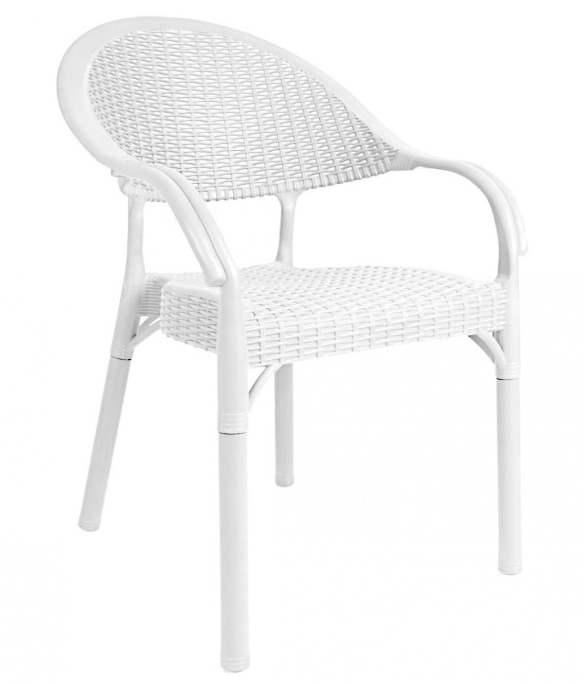 Sillón TORREMOLINOS, apilable, patas metálicas, polipropileno blanco