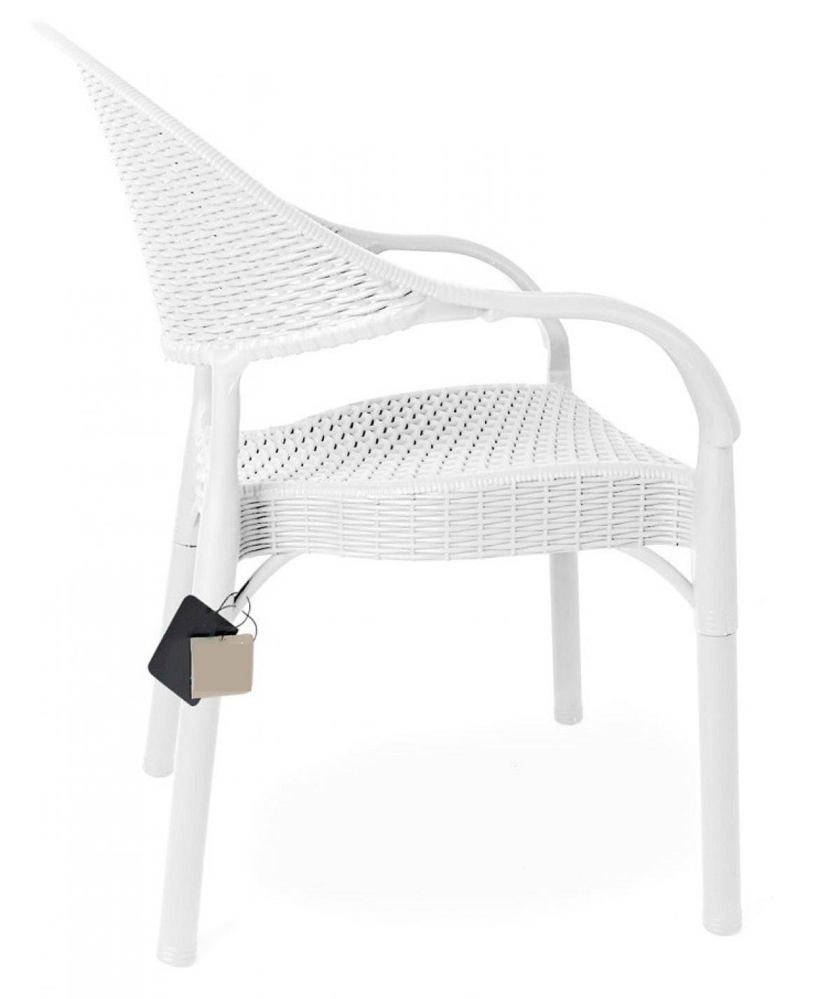 Sillón TORREMOLINOS, apilable, patas metálicas, polipropileno blanco