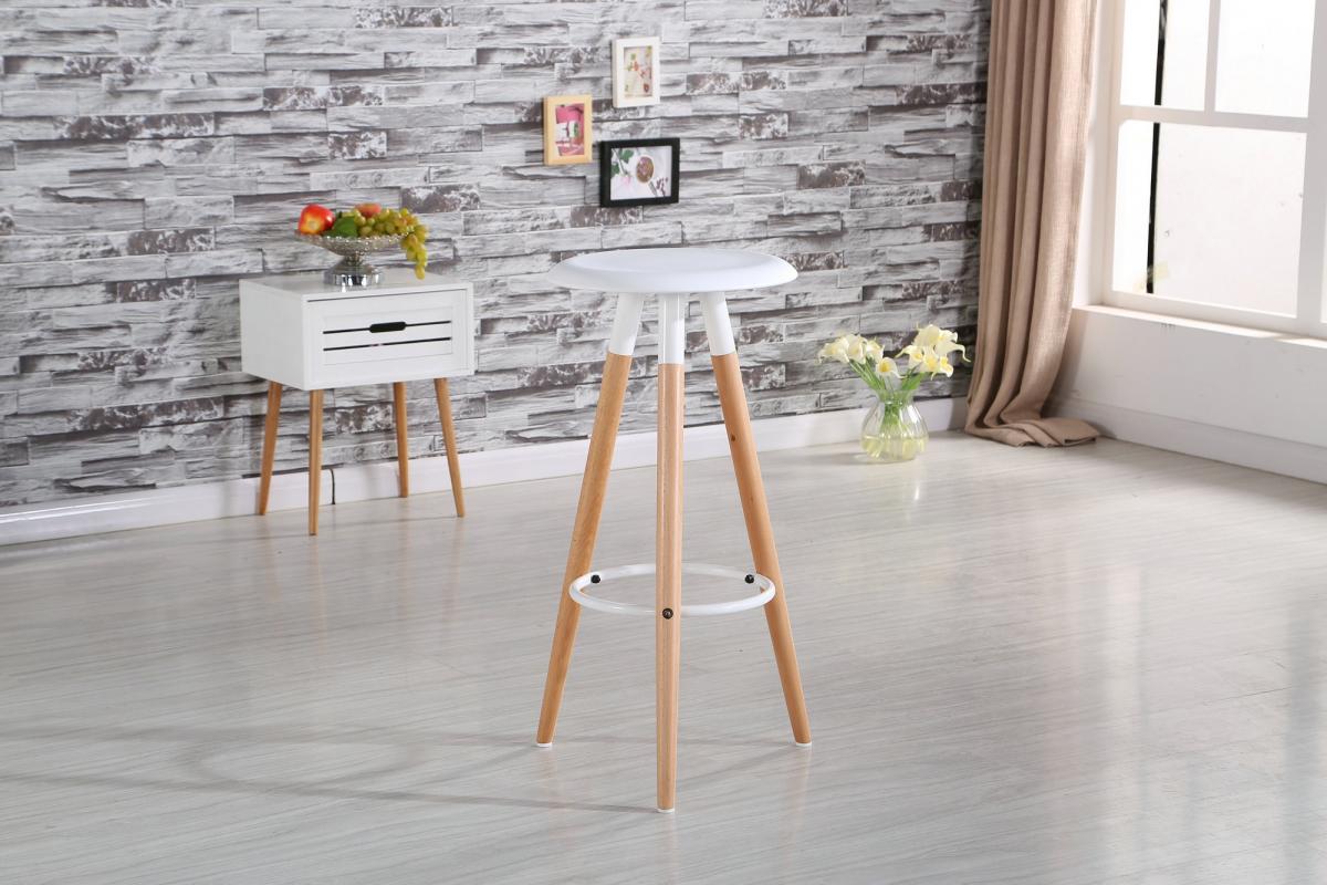 Taburete OTILIO NEW, madera, polipropileno blanco
