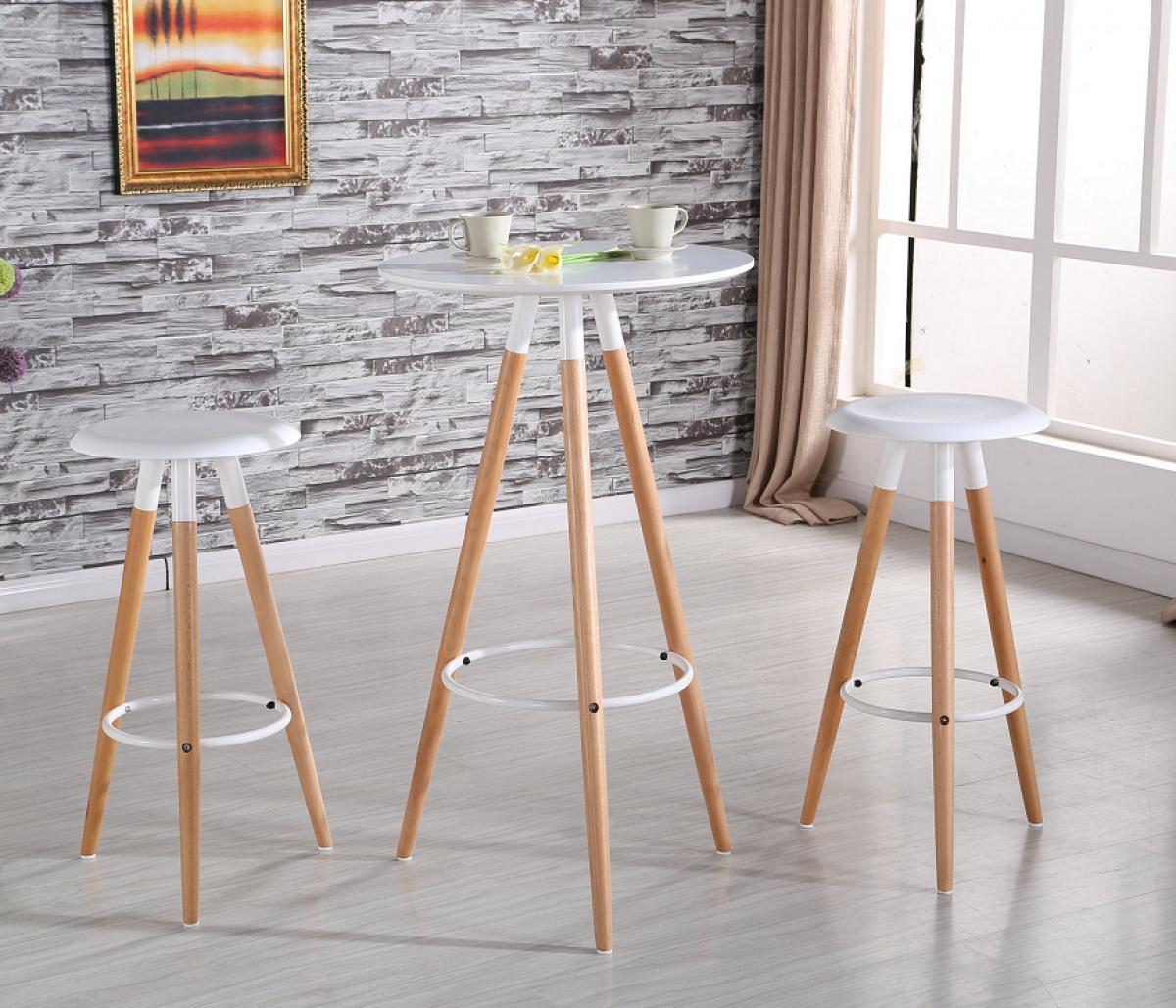 Taburete OTILIO NEW, madera, polipropileno blanco