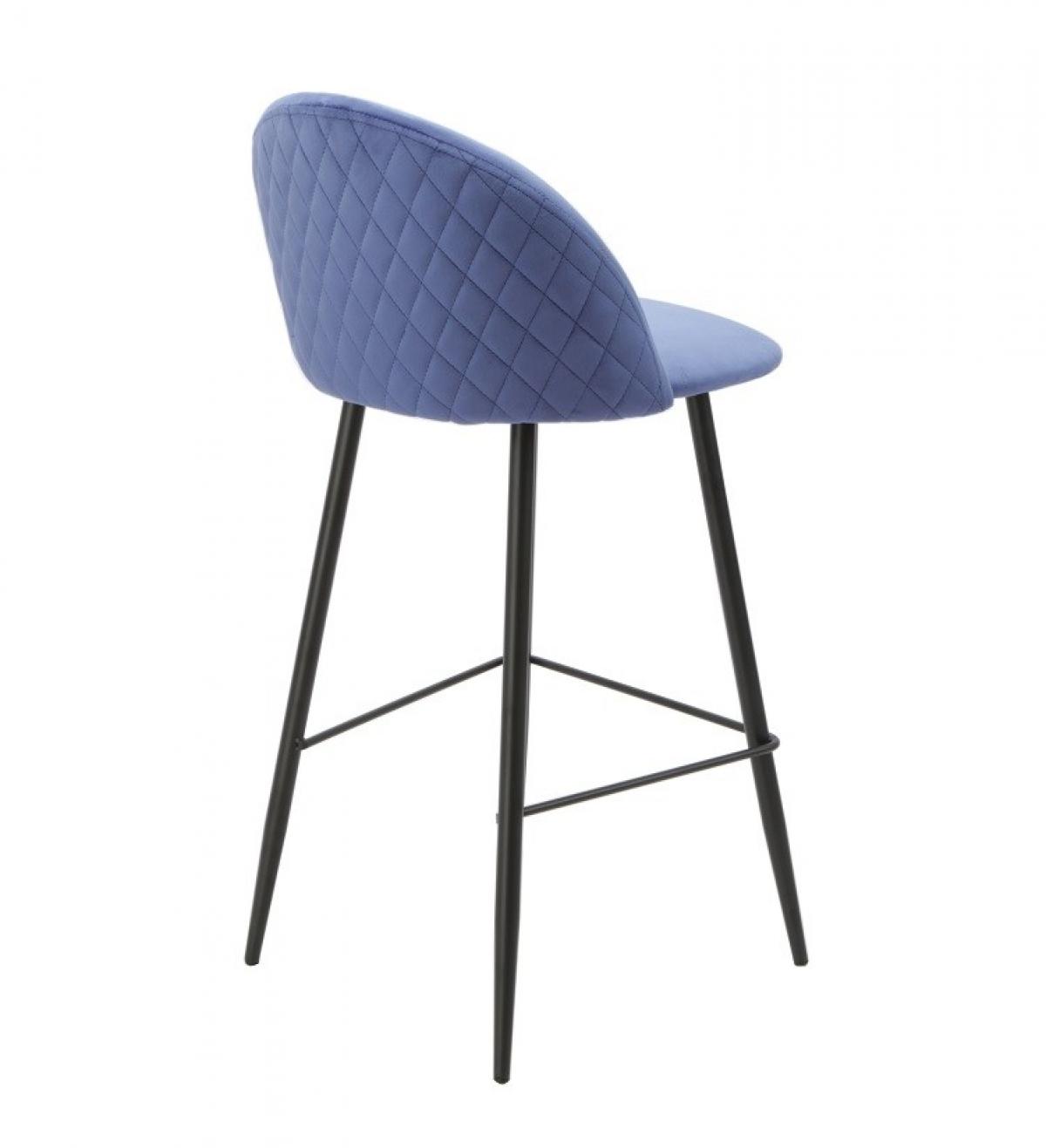 Taburete MAGDA, metal, tapizado velvet azul