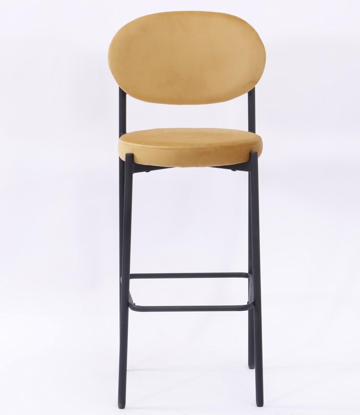 Taburete KEOPS, metal, tapizado velvet amarillo