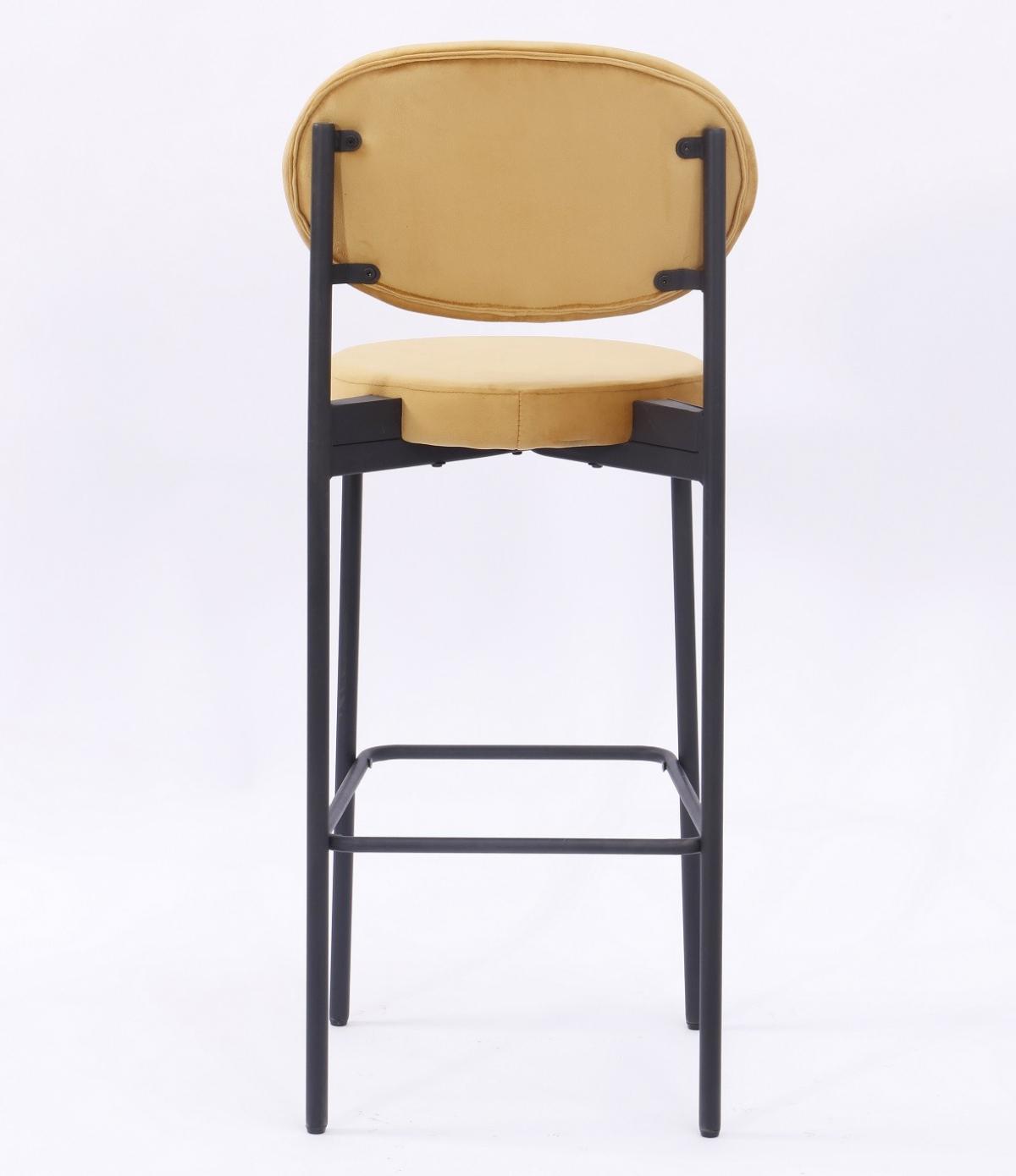 Taburete KEOPS, metal, tapizado velvet amarillo