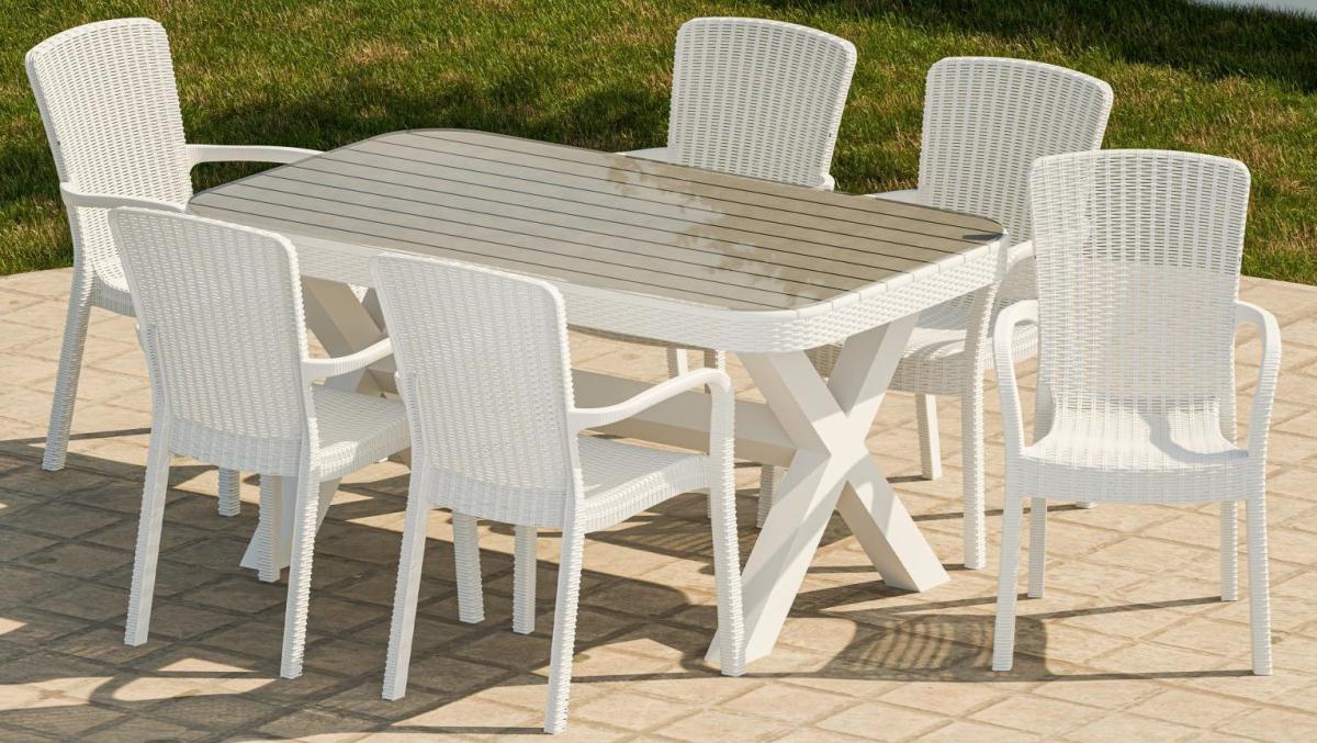 Sillón ARUBA, apilable, polipropileno blanco