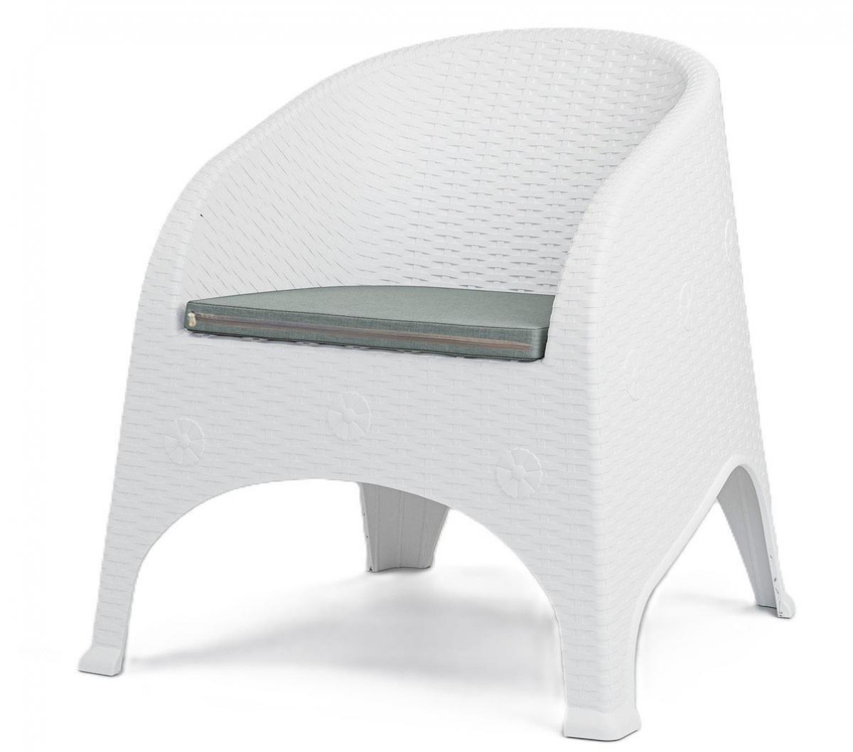 Sillón SURF, apilable, polipropileno blanco, cojín gris