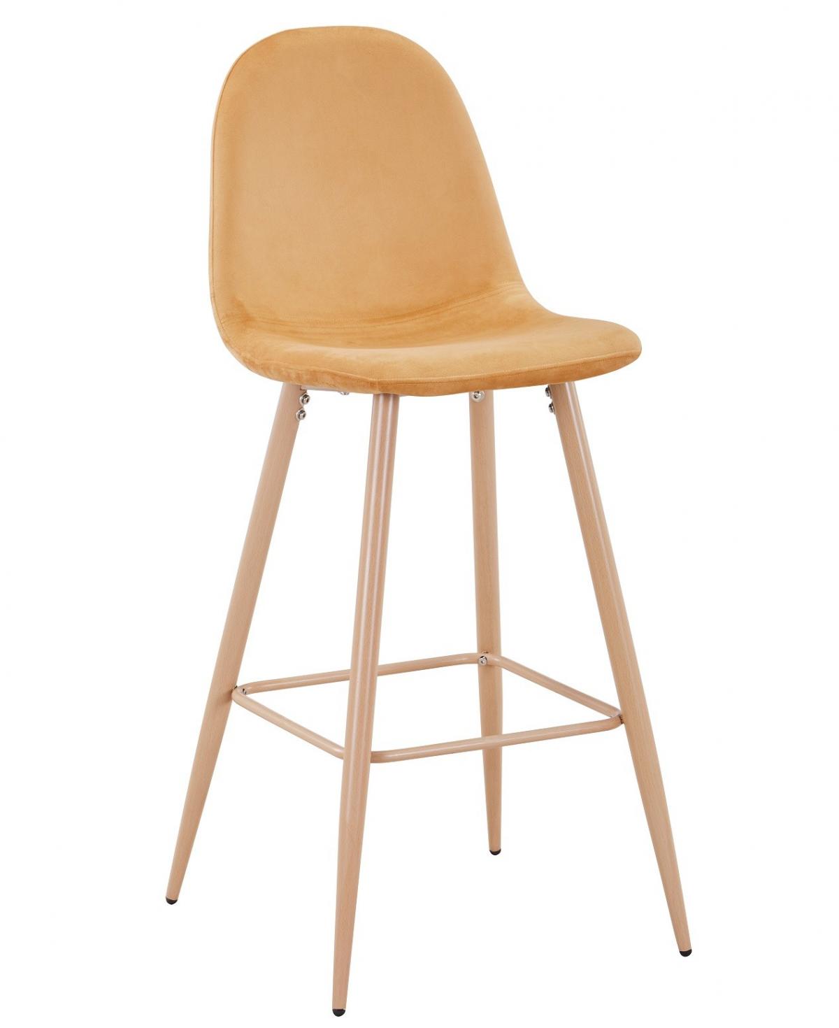 Taburete EPOQUE NEW, patas metálicas, terciopelo amarillo mostaza 42