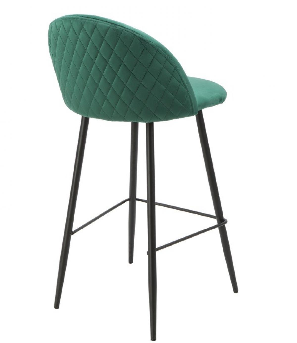 Taburete MAGDA NEW, metal, tapizado velvet verde