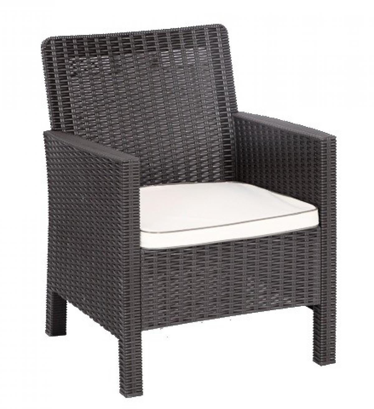 Sillón ADRIATICO, polipropileno marrón chocolate, cojín beige