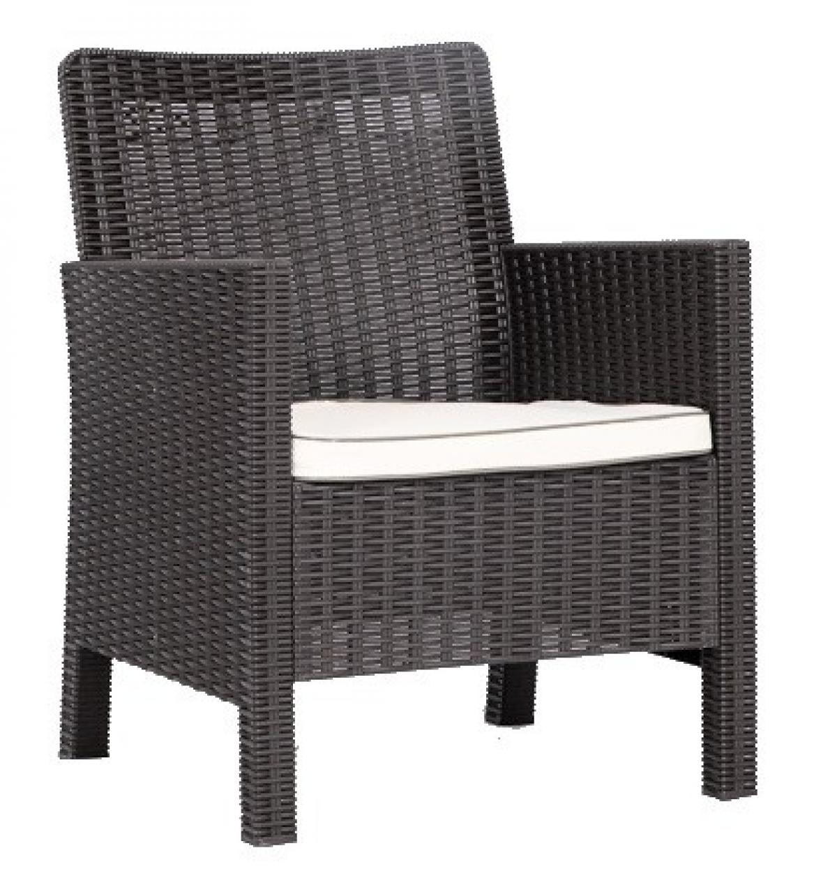 Sillón ADRIATICO, polipropileno marrón chocolate, cojín beige