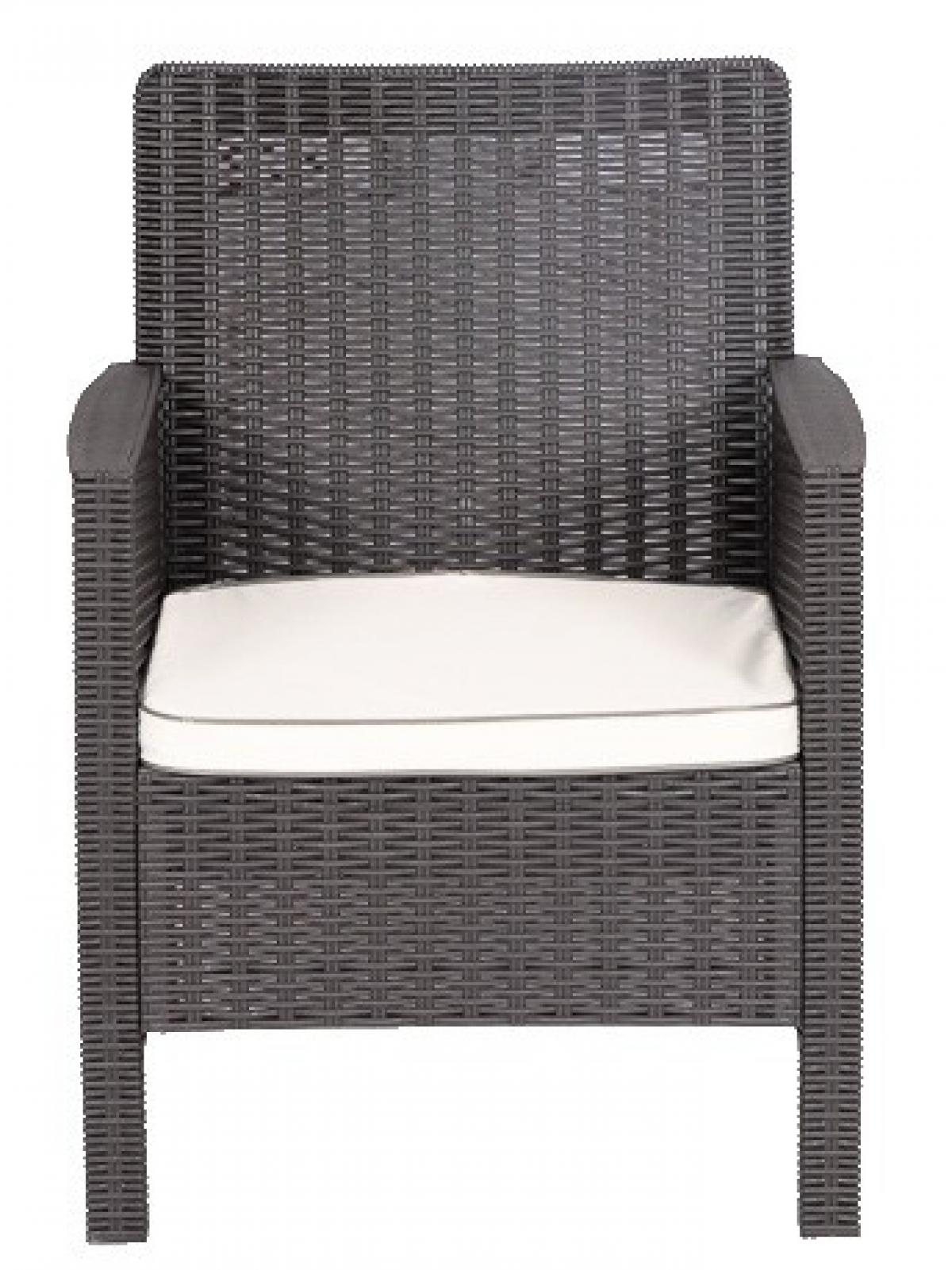 Sillón ADRIATICO, polipropileno marrón chocolate, cojín beige