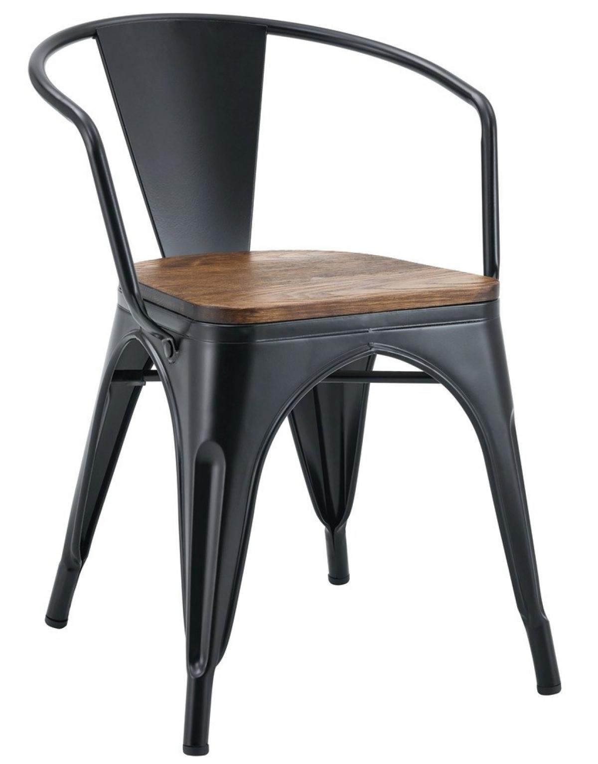 Sillón TOL EK WOOD, acero, negra, asiento madera