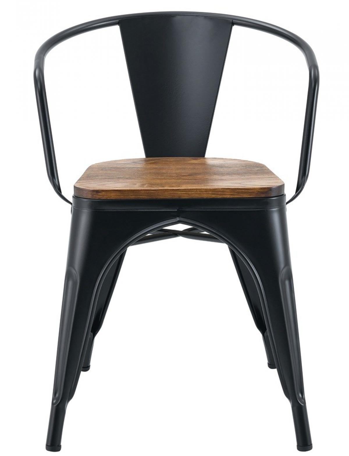 Sillón TOL EK WOOD, acero, negra, asiento madera