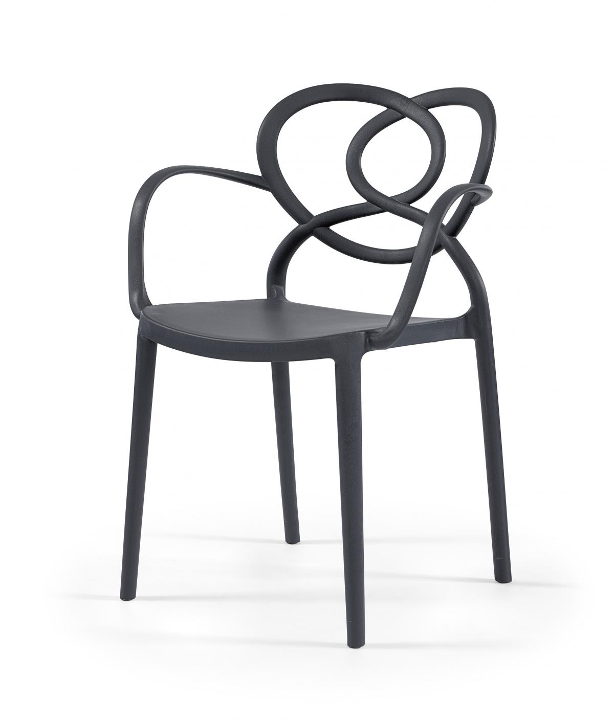 Sillón LOVE, apilable,  polipropileno antracita