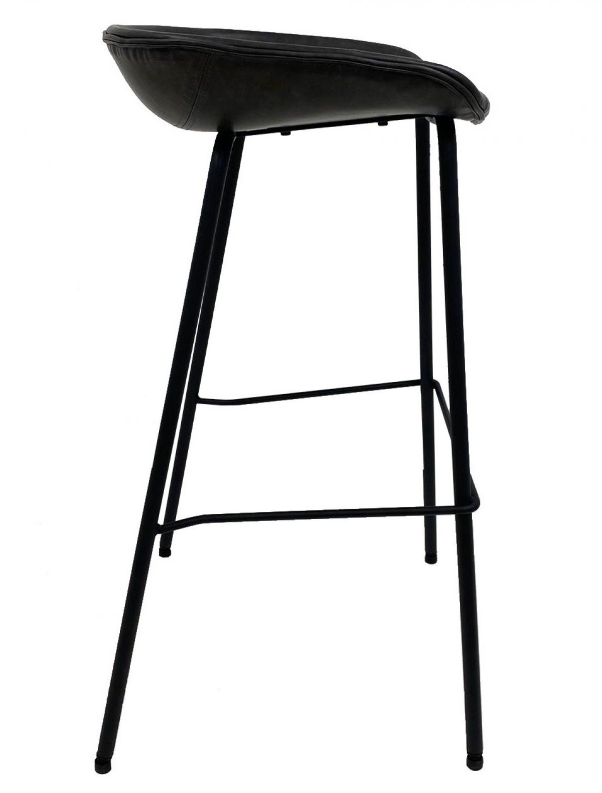 Taburete MISSOURI, metal, similpiel negra