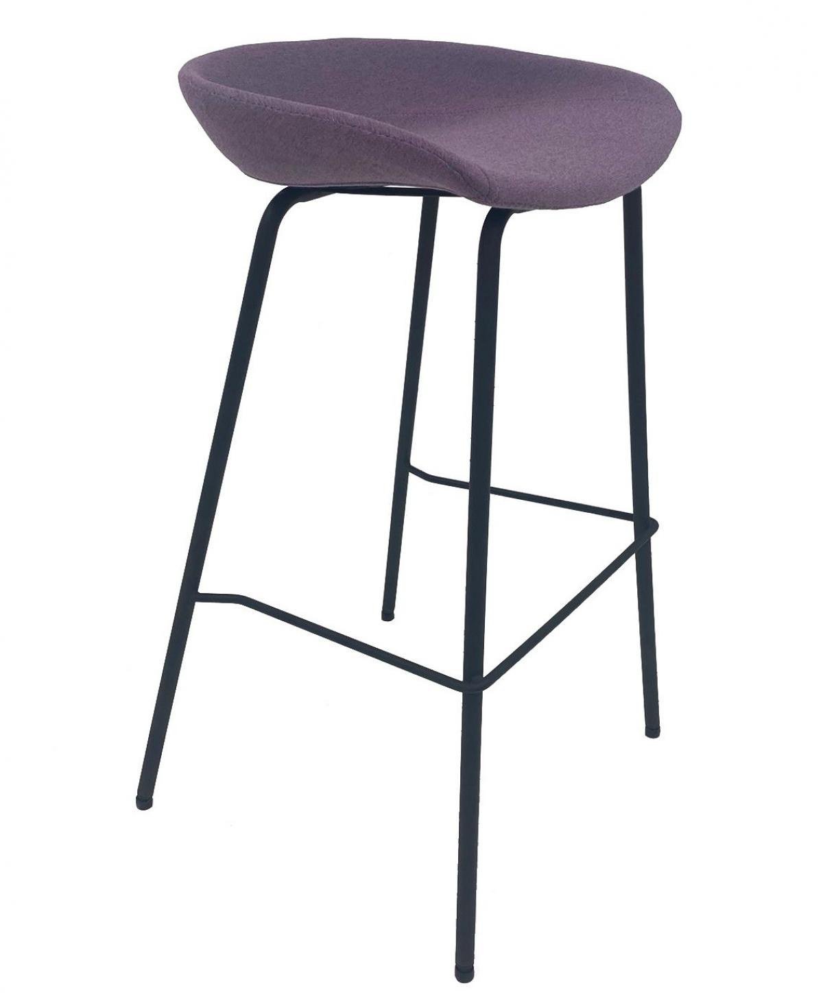 Taburete KIEL, metal, tapizado tejido rosa