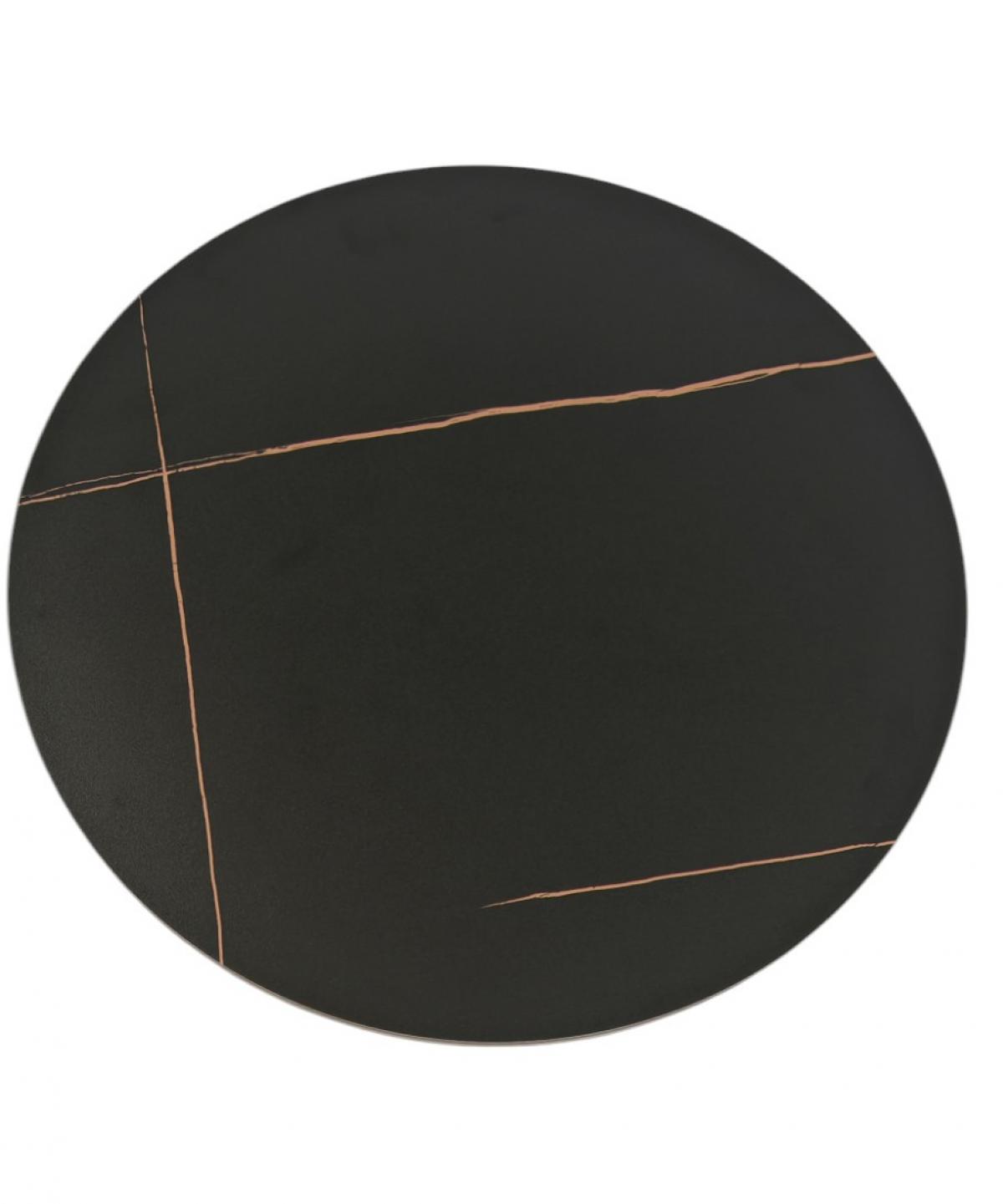 Mesa CAVEZZO, baja, negra, tapa cerámica mármol negro, 50 cms de diámetro