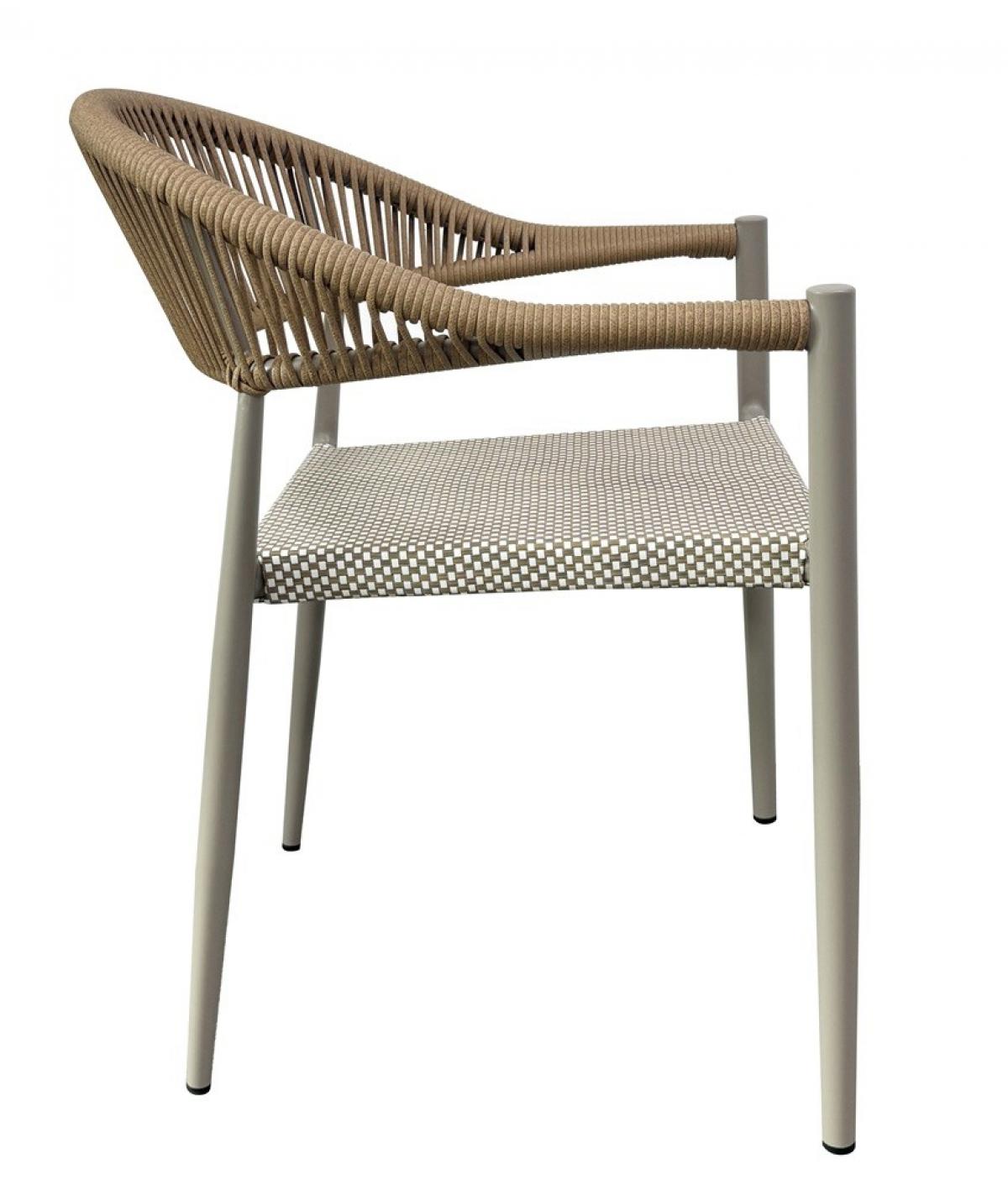 Sillón MÓNACO, apilable, aluminio, ratán y teslin