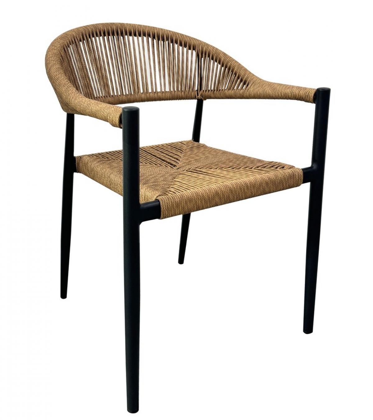Sillón RIVIERA, apilable, aluminio, ratán marrón