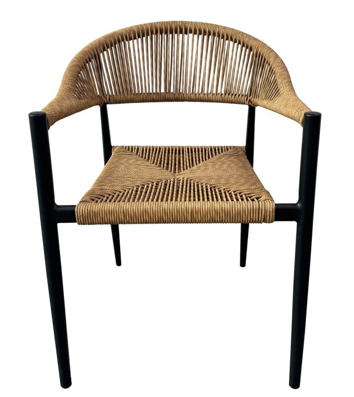 Sillón RIVIERA, apilable, aluminio, ratán marrón
