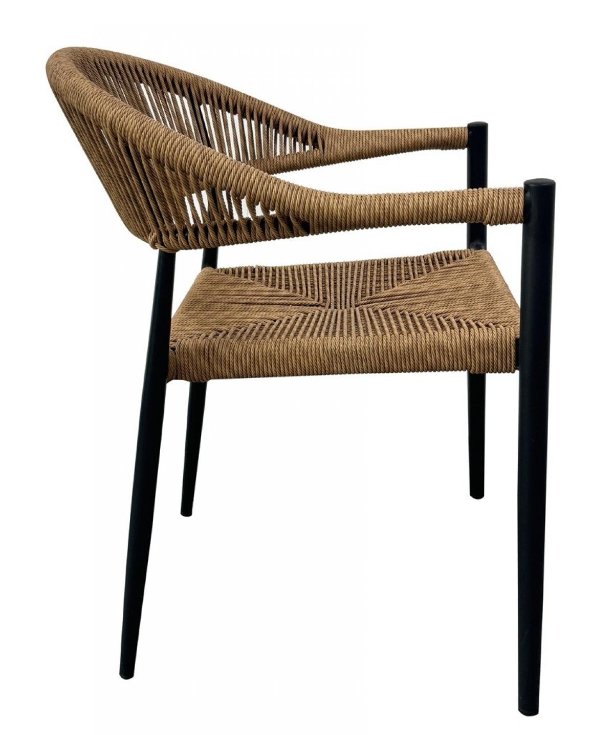 Sillón RIVIERA, apilable, aluminio, ratán marrón