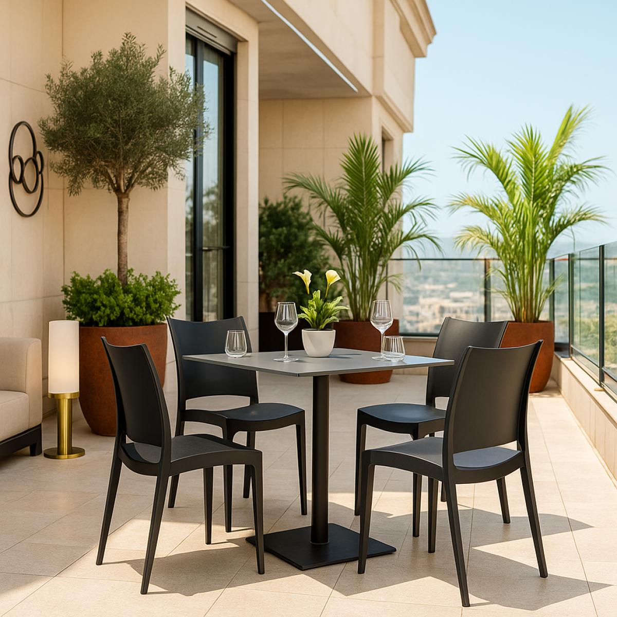 Silla CAPRI, apilable, tratamiento anti UV, polipropileno antracita