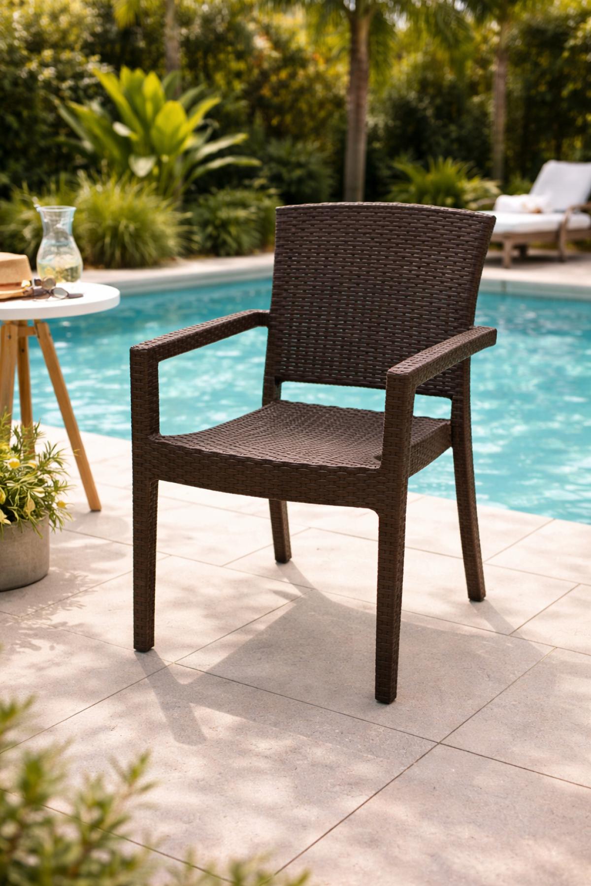 Sillón LARRY, apilable, polipropileno marrón chocolate