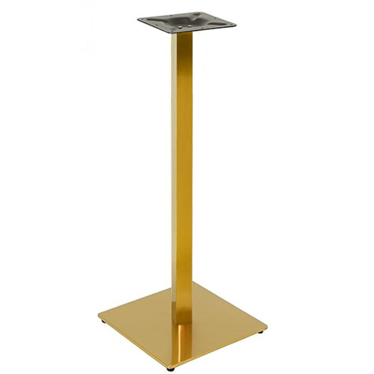 Base de mesa TROCADERO 110DO, alta, acero inox, dorada, base acero de 8 mm. 45 x 45 cms, altura 110 cms