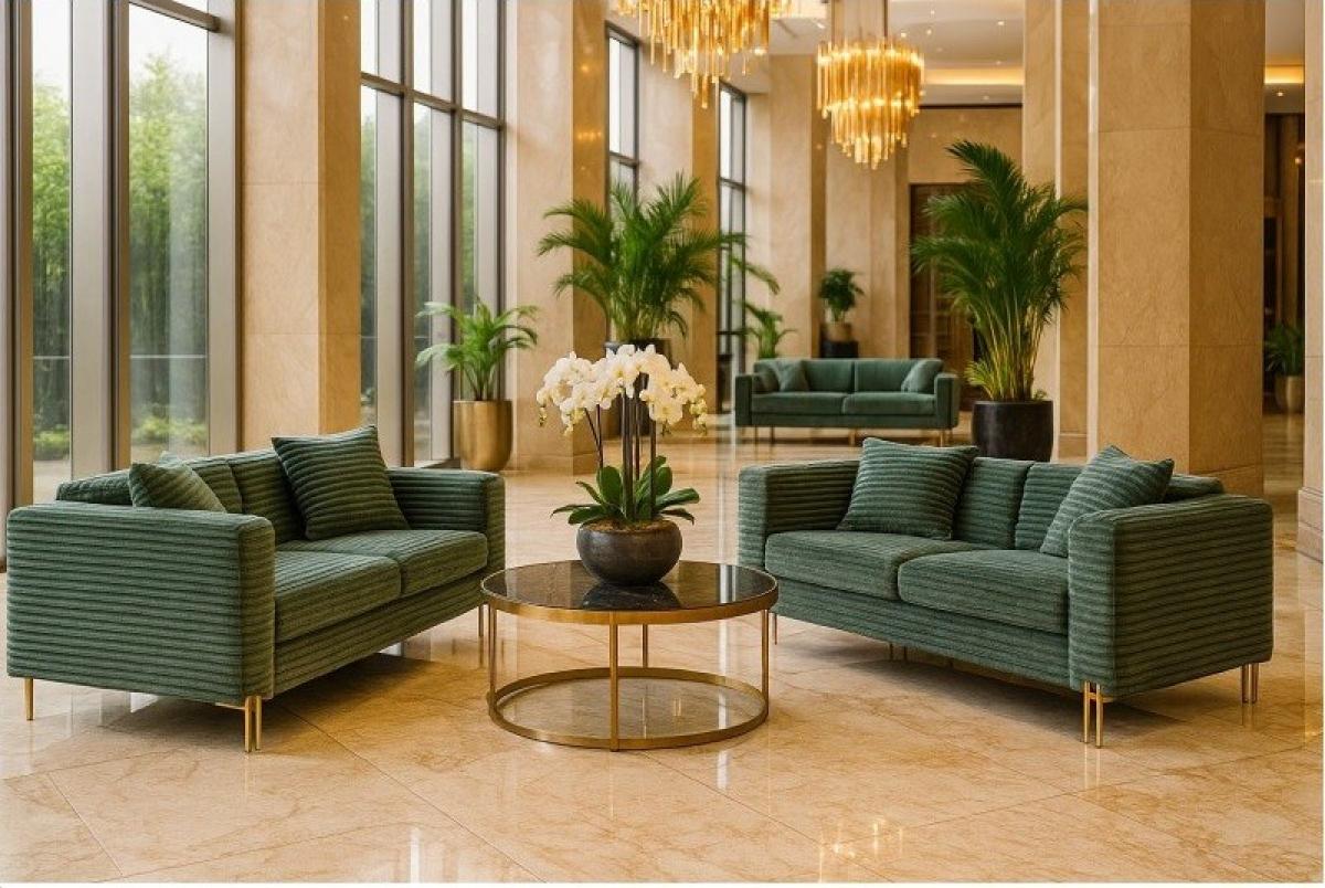 Sofá LARIOS, 2 plazas, tejido corduroy verde claro