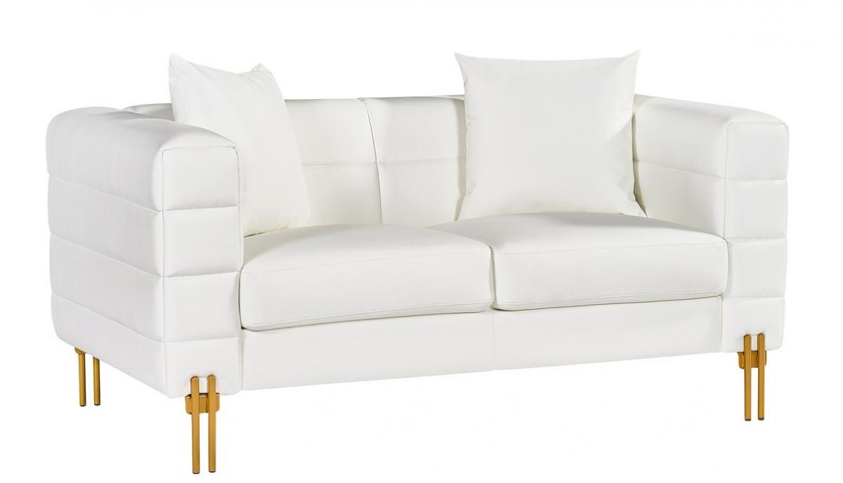 Sofá LARIOS, 2 plazas, tapizado similpiel blanca