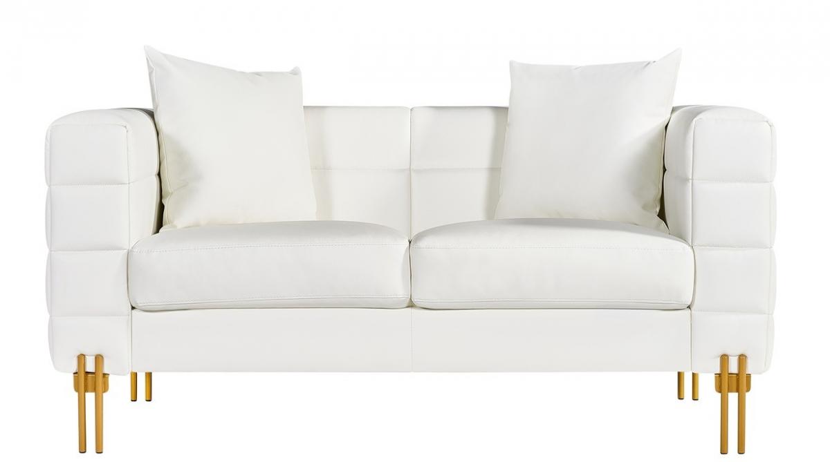 Sofá LARIOS, 2 plazas, tapizado similpiel blanca