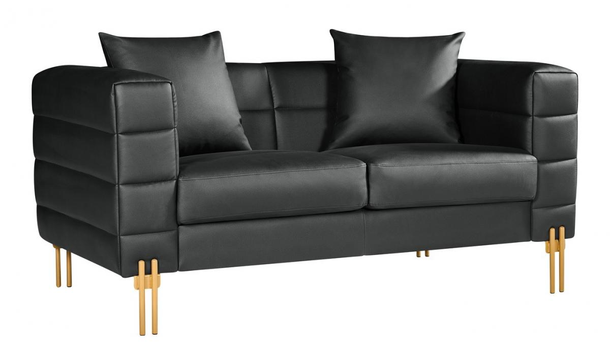 Sofá LARIOS, 2 plazas, tapizado similpiel negra