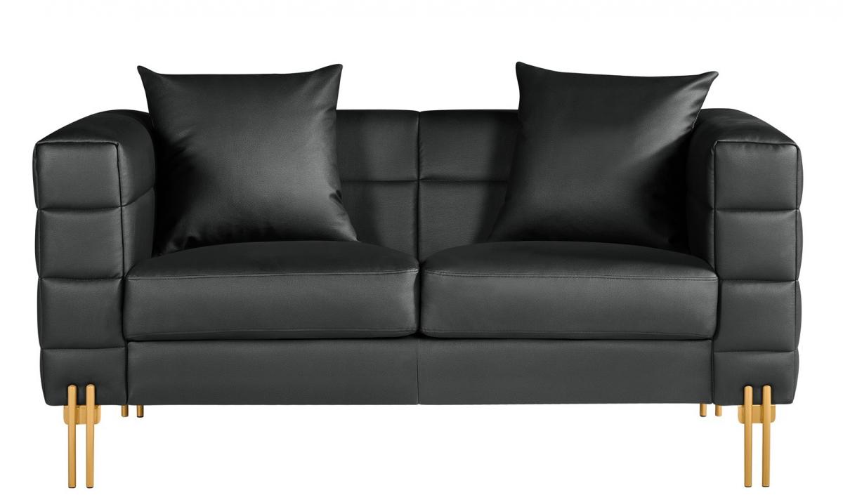 Sofá LARIOS, 2 plazas, tapizado similpiel negra